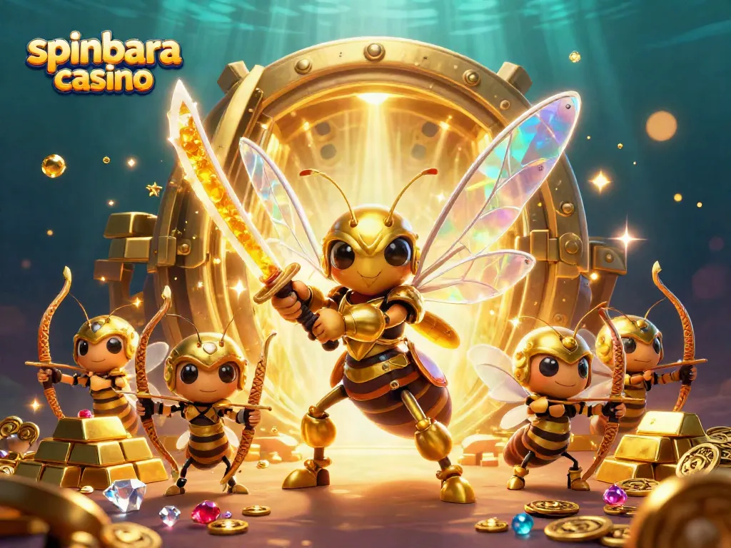 Experience the thrilling action of spinbara casino with golden hornets and treasure-filled scenes