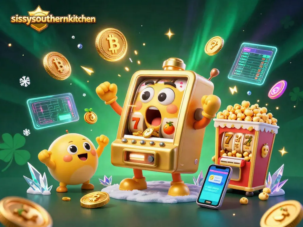 Engage with the thrilling sissyssouthernkitchen slots featuring a golden machine hitting a jackpot!