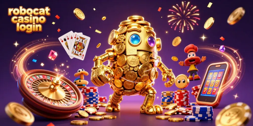 Experience thrilling wins with Robocat Casino login as golden golem and dazzling games collide.